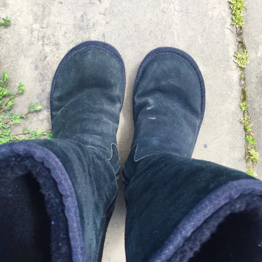 UGG Black Suede Mid-Calf Studded Winter Boots